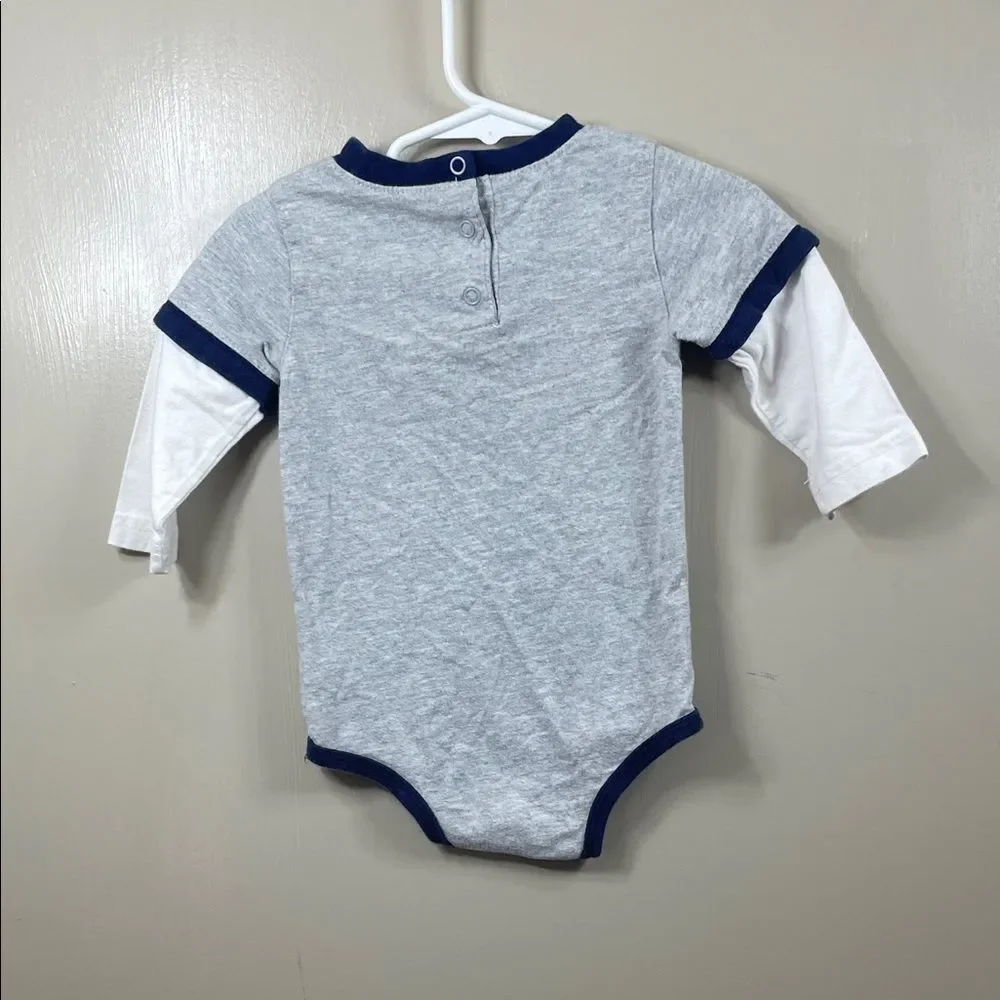 Carter’s Gray & Navy Layered Look Dinosaur Bodysuit - Size 6-9 months